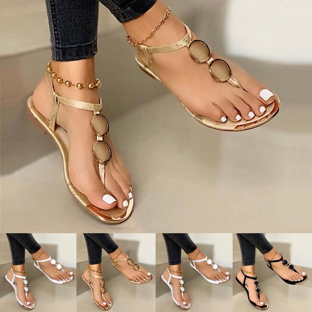 TrendOFT Womens Sandals Casual Summer Open Roman Buckle Flip Flops Strap Shoes Toe Sandales Plateforme Pour Femmes White 42