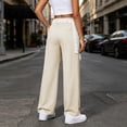 thumbnail image 4 of LIaqionyy Women's Straight Leg Pants Drawstring Elastic Waist Casual Lightweight Fashion Trousers with Pockets, 4 of 9