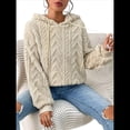 thumbnail image 2 of Suéter Holgado de Franela con Capucha para Mujer, Larga y Cálido para Invierno Albaricoque L, 2 of 8
