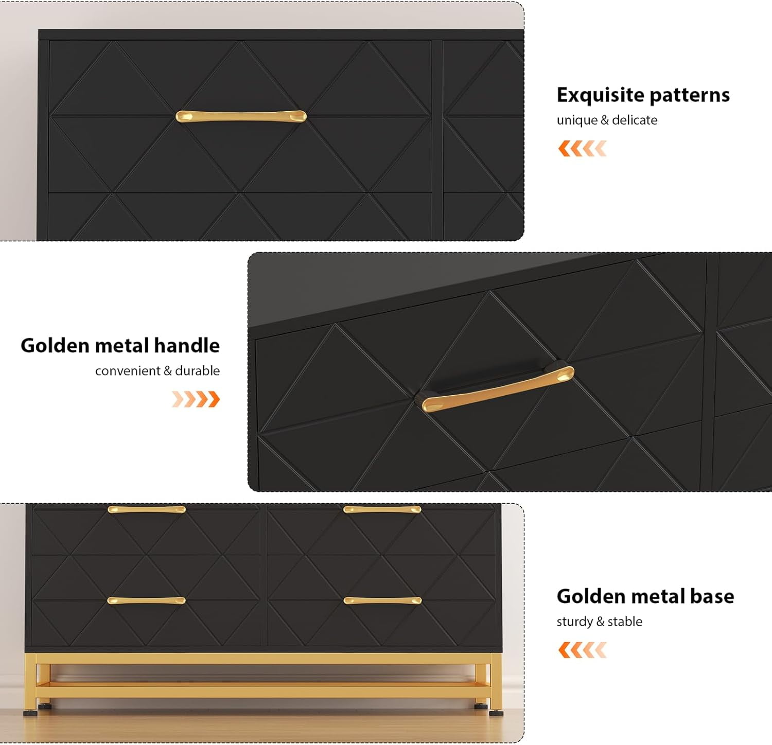 6 Drawer Wood Dresser for Closet, Modern Dresser for Bedroom, TV Stand Dressers Chest of 6 Drawers