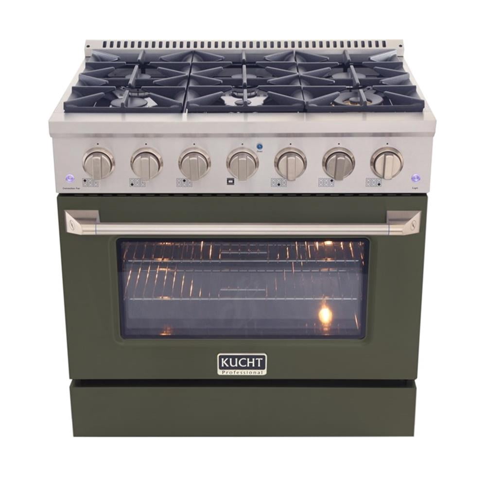 Pemberly Row 36" 5.2 cu. ft. Propane Gas Range w/ Convection Oven in Olive Green
