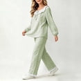 thumbnail image 5 of ITSAME Teen Girls Sleepwear Outfits 2-Piece Cotton Plaid Ruffle Long Sleeve Top and Pants Spring Fall Loungewear Set Green Size 14, 5 of 7