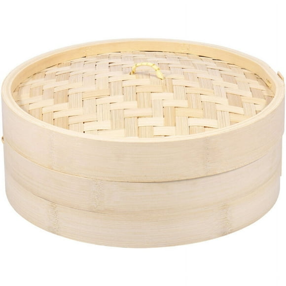 Bamboo Steamer Basket 1/2 Layers Handmade Bamboo Dumpling Steamer 10 Inch Lightweight Food Steamer Baskets Eco-Friendly Bamboo Steamer for Steaming Dumplings Vegetables Fish Rice
