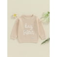 thumbnail image 2 of Infant Baby Girl Big Little Sis Matching Sweater FloralLetter Embroidery Long Sleeve Pullover Fall Winter Top Clothes, 2 of 8