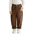 thumbnail image 5 of cfhntfmh Kids Corduroy Pants Casual Baggy Elastic Waisted Pants with Pocket Fall Winter Fashion Outfit (Brown,1-2 Years), 5 of 5