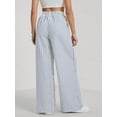 thumbnail image 5 of Women'S Striped Wide Leg Lounge Pants Knot Front High Waisted Baggy Pants Trousers Streetwear Blue S, 5 of 8