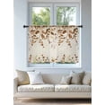 thumbnail image 4 of Sheer Curtains 54 Inch Length, Brown Orange Eucalyptus Semi Sheer Curtains Light Filtering Window Treatment, Farmhouse Weeping Leaves Linen Privacy Voile Drapes for Living Room Bedroom 52x54 Inch, 4 of 7