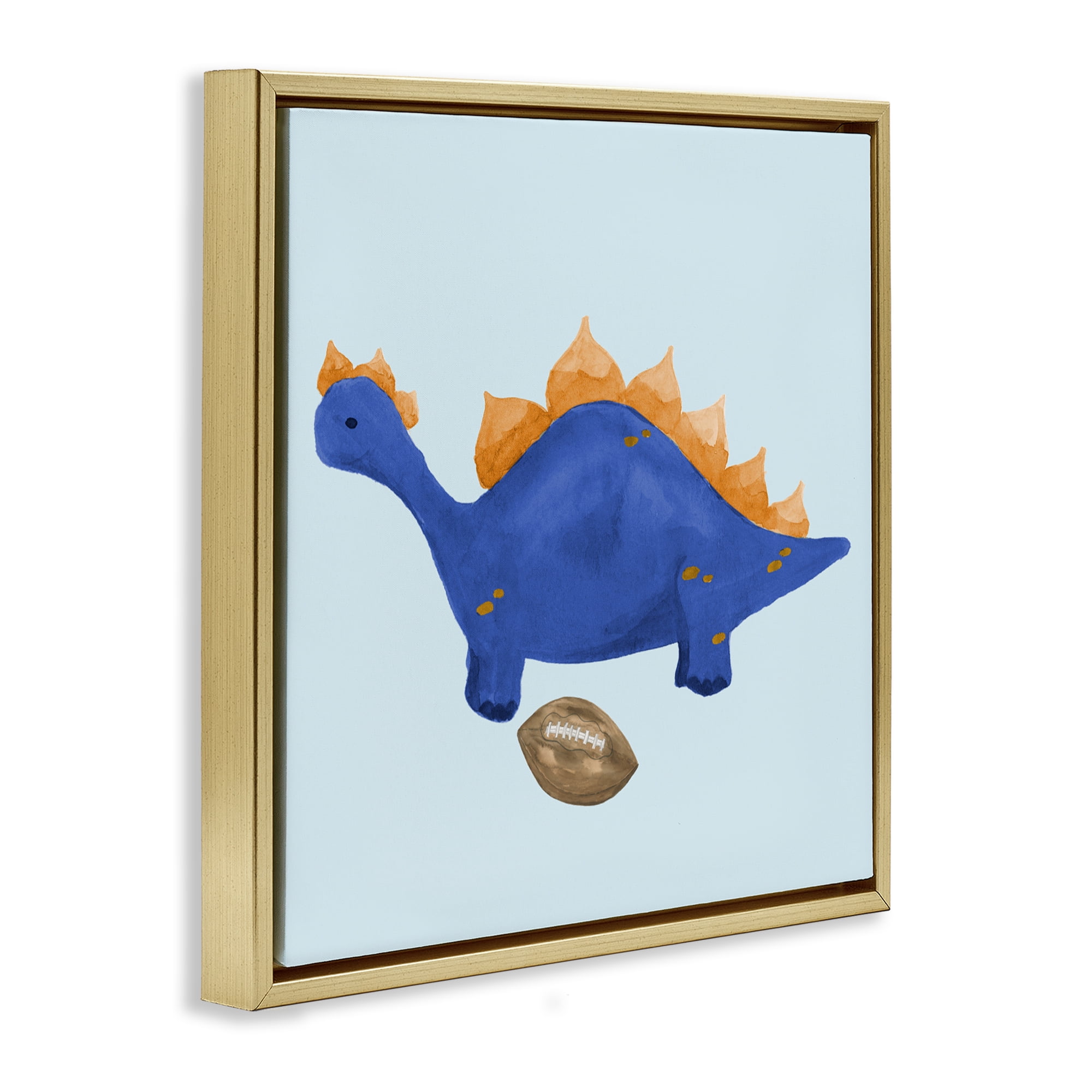 Stupell Industries Sporty Baby Dino Gold Framed Floater Canvas Wall Art, design by Lucille Price