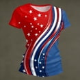 thumbnail image 3 of KDDYLITQ Womens Independence Day Freedom Shirts Patriotic National Flag Print Short Sleeve Tops American Birthday 250th Birthday Causal Blouses Usa Flag Cute Crew Neck T-Shirts Red M, 3 of 8