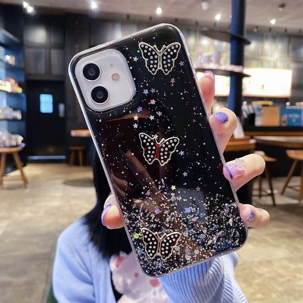 Coque transparente scintillante en époxy pour OPPO Find X3, X2, F19, F17, F15, F11, F7, F9, F5, F3 Pro Plus, Lite, papillon néo diamant qiuyongming unisex