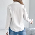thumbnail image 7 of Fesfesfes Women Tops Ladies Casual Summer Shirts Women V-neck Shirts Fashion Solid Color Long Sleeve Turndown Collar Button Blouse Top, 7 of 7