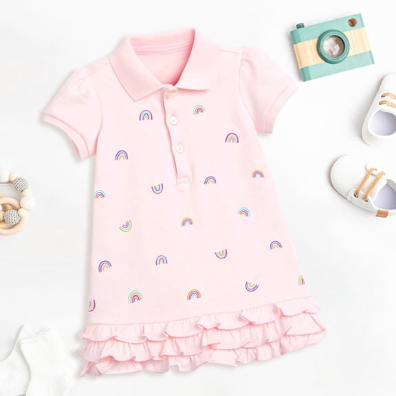 Vedolay Young Girl Dresses Girls Sleeveless Dress Round Neck Floral Printed Sundress for Casual Home Party Beach,Pink 5-6Years