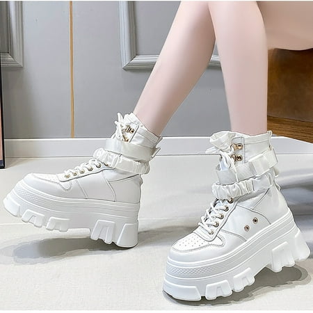 

Fesfesfes Booties For Women Low Heel Women s High Thick Soled Shoes Short Muffin Bottomed High Women s 7.5(38)