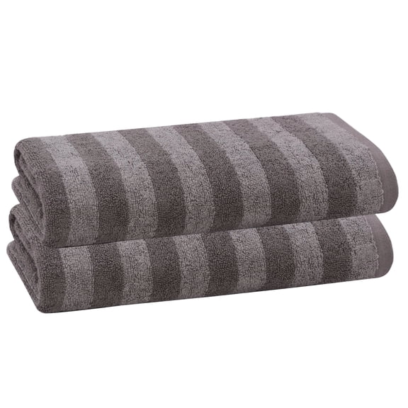 PREMIUS 2 Pack Stripes 100% Cotton Yarn Dyed Bath Towel, Steeple-Gray, 27 x 54 Inches