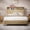 natural, variant on Full XL / Queen Bed Frame with Storage Headboard & USB AC Charging Ports, Vertical Fluted MDF Platform Bed, Noise Resistant Design, No Box Spring Needed, Natural & Walnut Finish Options