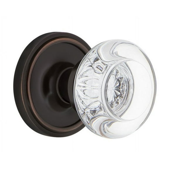 Nostalgic Warehouse Classic Rosette Double Dummy Round Clear Crystal Glass Door Knob in Timeless Bronze