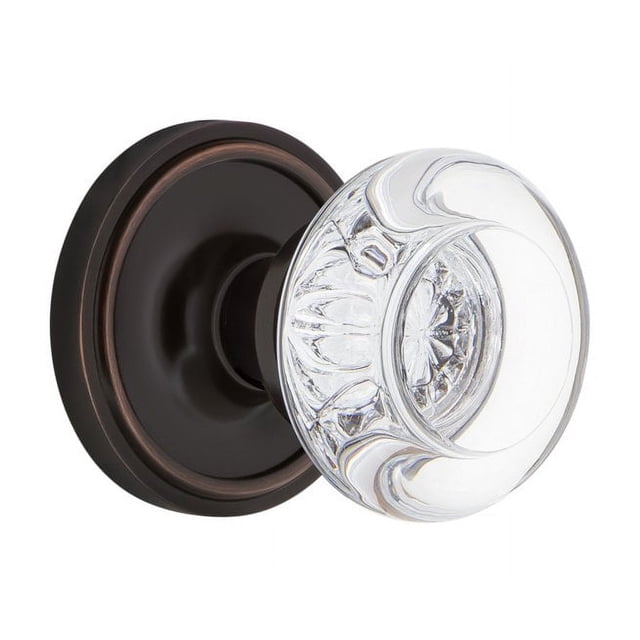 Nostalgic Warehouse Rosette Classique Double Mannequin Rond Cristal Clair Poignée de Porte en Bronze Intemporel