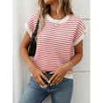 thumbnail image 3 of jinghuiyue Women’s Sweater Vest Striped Crewneck Knit Tank Top Casual Cap Sleeve Summer Pullover Sweaters XL, 3 of 7