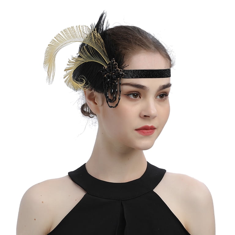 Fascinators Headband with Feather, Black Zifengcer Fascinator headband,Fascinators hats for women  main image 3