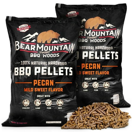 Bear Mountain BBQ Natural Hardwood Pecan Flavor Pellets, 20lbs (2 Pack)