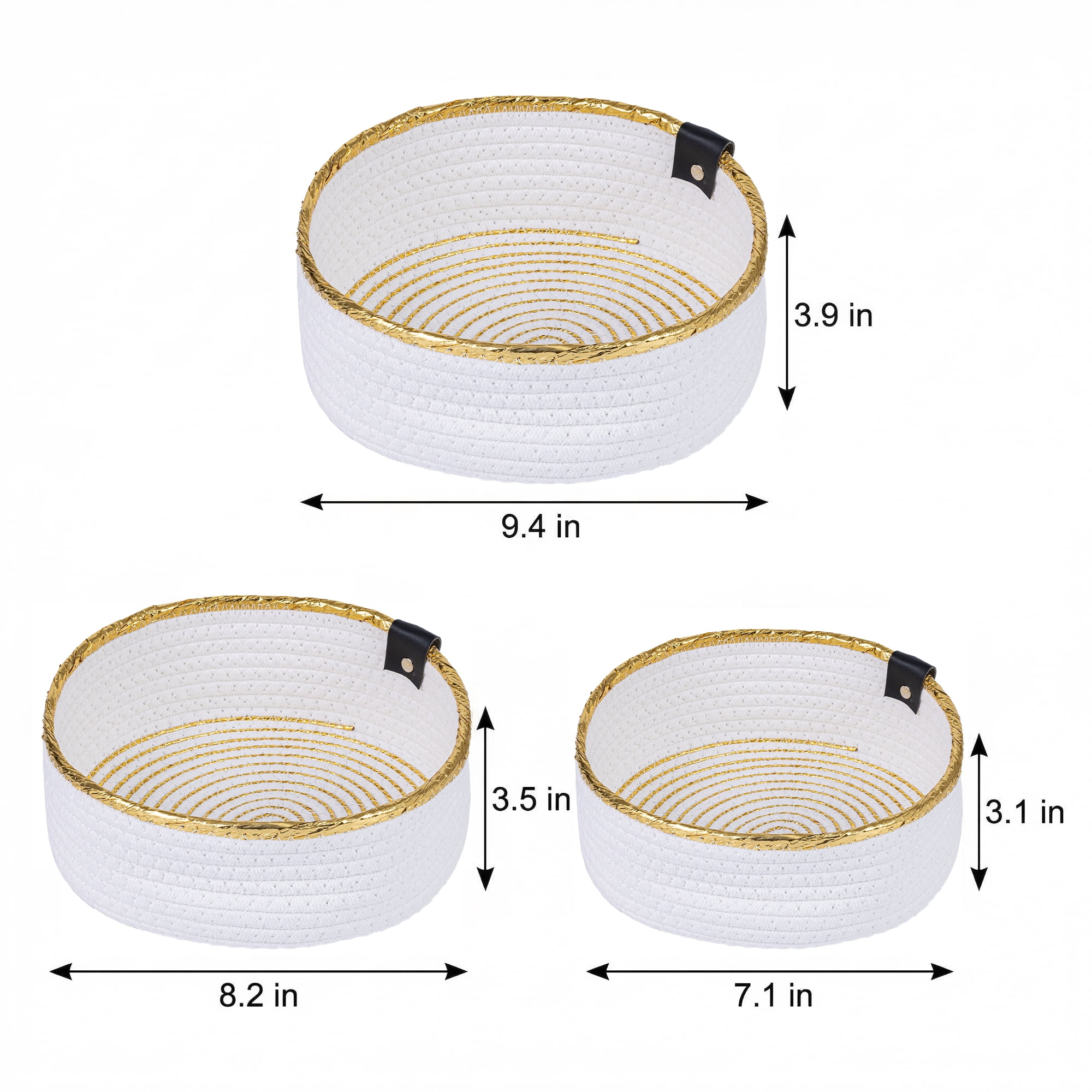Unique Bargains 3pcs Woven Storage Basket for Key Tray Bowl Light Yellow 3pcs
