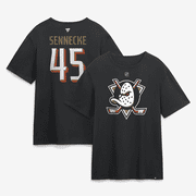 Men's Fanatics Beckett Sennecke Black Anaheim Ducks Authentic Stack Name & Number T-Shirt