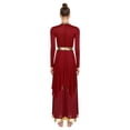 thumbnail image 2 of Sholeno Womens Liturgical Praise Dance Outfits Worship Dancewear Overlay Dress with Wide-Leg Pants 2-Piece Sets Burgundy S, 2 of 7