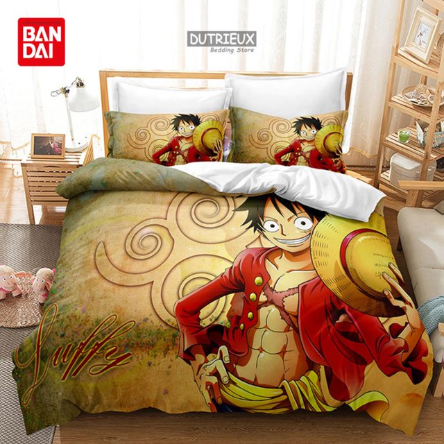 Anime Juvenile Monkey D.Luffy Bedding Set ONE PIECE Duvet Cover Set Design Bedding Set King Size Bed Comforters