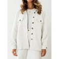 thumbnail image 4 of Women'S Fall Casual Long Sleeve Button Down Loose Light-Weight Shacket Shirt Jacket Coat with Pockets White XXL, 4 of 7