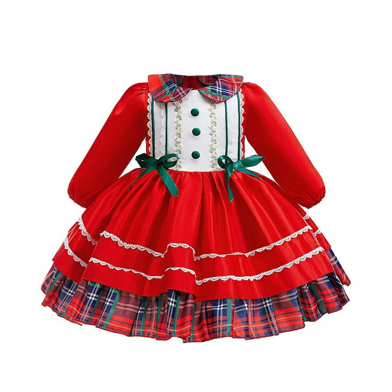 Toddler Girls Christmas Dress Long Sleeve Plaid Red Dress Girls Christmas  Outfits for Girls Fancy Dresses 18-24 Months - Walmart.com