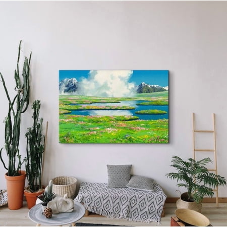 Studio Ghibli Wall Art Howls Moving Castle Minimal Anime Decor, Size 24x36 Unframed Poster