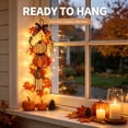 thumbnail image 5 of Rustic Wooden Pumpkin Door Hanging with Warm LED Lights, Rustic White Pumpkin Hanging Swag, Fall Decor Gift, Glowing Wreath, 5 of 8