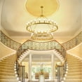 thumbnail image 3 of Magic Home 36-Lights Wagon Wheel Chandelier,2 Tier Extra Large Farmhouse Chandelier Light Fixture,Round Rustic Lighting,Glod, 3 of 9