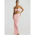thumbnail image 4 of Women'S 2 Piece Sets Summer Beach Sexy- Ruched Backless - Top and Cut Out Skirt Night Out Dress Pink L, 4 of 5