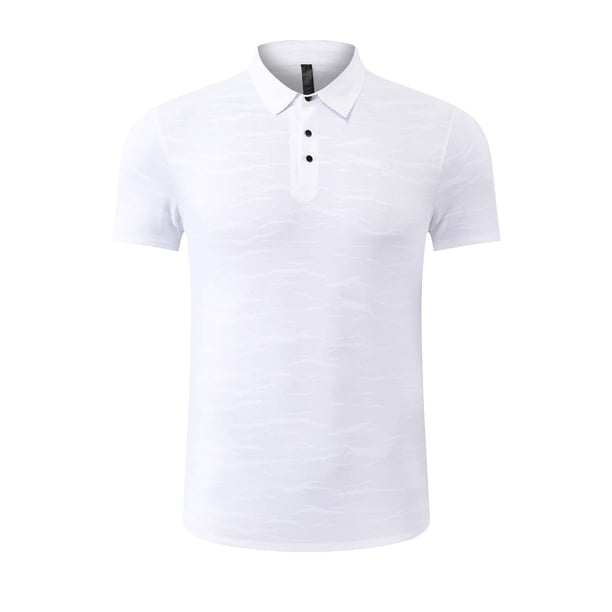 Tops para hombre, blusas y camisas de cuello redondo y manga corta para hombre, camiseta de manga corta de tejido laminado transpirable, sin costuras y con solapa de color liso de seda de hielo para h