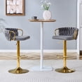 thumbnail image 2 of CQSXDA Set Of 2 Modern Velvet Braided Bar Stools With Adjustable Height Gold Metal Base Upholstered Bar Chairs, Gold,Gray, 2 of 14