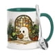 thumbnail image 1 of Taza de café de cerámica Hyturtle de 11 oz con cuchara, Ghost Book Lover, 1 of 7