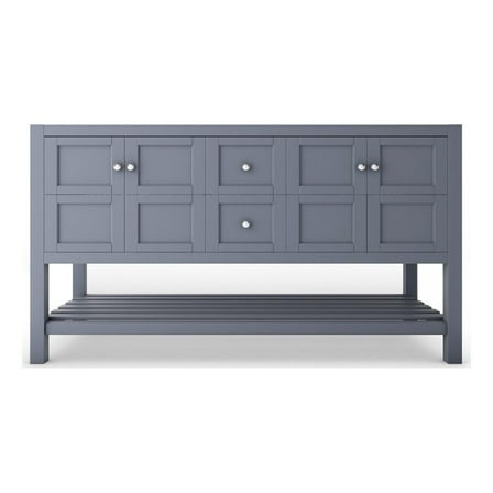 Modern 60" Alicia Gray Wood Vanity Base with Chrome Handles