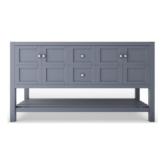 Modern 60" Alicia Gray Wood Vanity Base with Chrome Handles