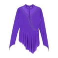 thumbnail image 5 of iixpin Women's  Long Sleeve Figure Ice Skating Dress Rhinestone Mesh Lyrical Dance Leotard Dress Purple S, 5 of 7