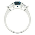 thumbnail image 4 of 2.82 ct Emerald Cut Natural London Blue Topaz Three-Stone Engagement Ring for Women in 18K White Gold, 4 of 5