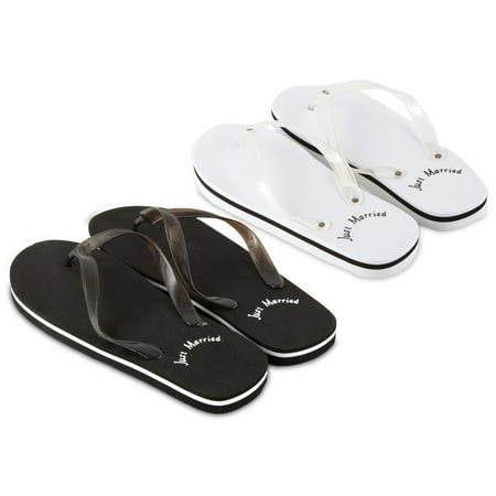 

Weddingstar Just Married Wedding Favor Flip Flops - Large For Him (Black)
