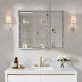 thumbnail image 3 of ANGELES HOME 36" x 30" Medicine Cabinet with Mirror, Rectangular Bathroom Mirror Cabinet with 6 Adjustable Glass Shelves, Aluminum Body, Recessed or Surface Mount Mirror Medicine Cabinet, Double Door, 3 of 12