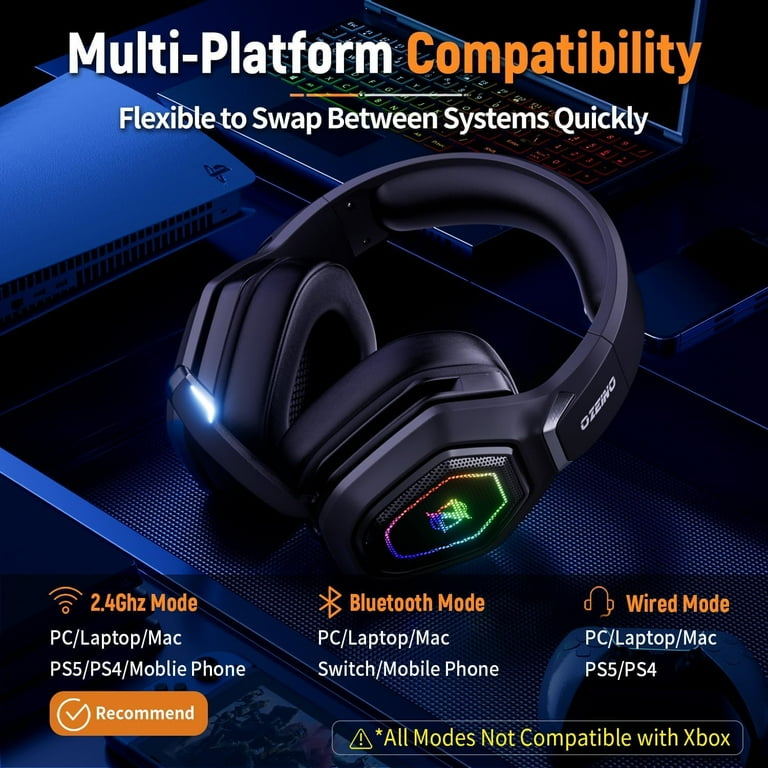 Wireless Gaming Headset 2.4GHz USB & Type-C Low Latency