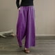 thumbnail image 1 of Puntoco Pantalón Ancho A Rayas De Algodón Y Lino Estilo Bohemio Para Mujer, Pantalón Recto Informal Ajustado Y Drapeado De Verano Morado Xxxxl, Un Regalo Para Mujer, 1 of 8