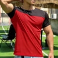 thumbnail image 5 of Timoontee Men's Casual Solid-Color Round-Neck Pullover T-shirt Short-Sleeve Top Blouses Shirts Red XL, 5 of 7