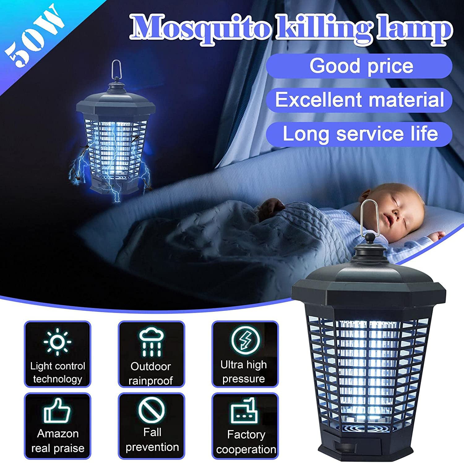 Bug Zapper for Outdoor and Indoor 4200V High Powered Waterproof Electronic Bug Zapper Flies Trap Misquote Killer Mosquito Trap Outdoor Handheld Bug Zapper Electronic Mosquito Zapper Garden