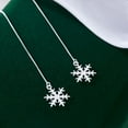 thumbnail image 6 of 925 Sterling Silver Christmas Snowflake Earrings Dangle Chain for Women Teens Snowflake Dangle Earrings Long Threader Earrings, 6 of 6