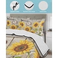 thumbnail image 3 of Twin Quilt Bedding Set, Farm Flowers Reversible Summer Quilt 3 Pieces, Retro Sunflowers Barn Doors Butterfly Wood Board Lightweight Bedspreads Coverlets with 2 Pillow Shams for All Seasons, 3 of 5