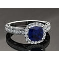 thumbnail image 5 of HeartsAndYou 3ct Natural Sapphire Diamond Halo Milgrain Bridal Set Ring 14k SOLID White Gold, 5 of 9